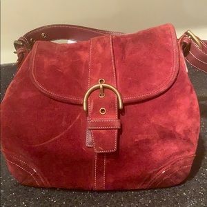 Burgundy Suede Coach Bag